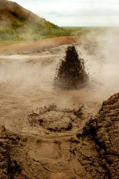 Bubbling geothermal mud in action Stock Photos