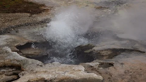 Bubbling hot spring in the Hveravellir Geothermal Area, Iceland Stock Footage 114669201