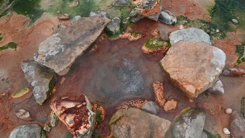 Bubbling Hot Spring in Tibet with Rocks and Geothermal Activity Video stock 345163300