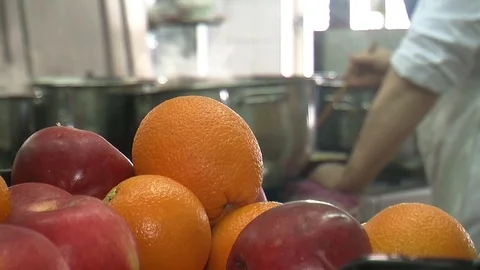 Bubbling meat soup, inside a metal pot, at a restaurant kitchen Stock Footage 90226243