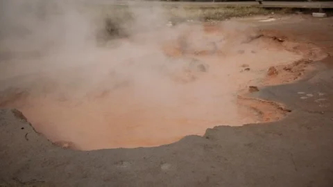 Bubbling Mud in Geothermal Hot Spring Yellowstone National Park Stock Footage 86089768