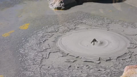 Bubbling Mud in Geothermal Pool, Slow Motion Shot Stock Footage 315647573