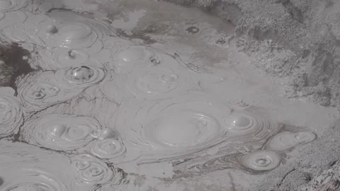 Bubbling mud pools, Orakei Korako Geothermal Park, New Zealand Stock Footage 320605052