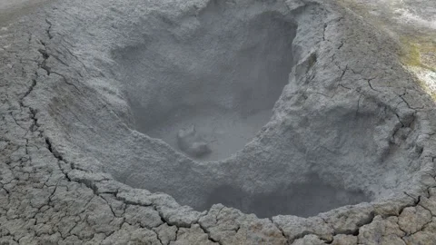 Bubbling Mud Pot Crater in Geothermal Area of Iceland 4K Slow Motion Nature Stock Footage 339812689