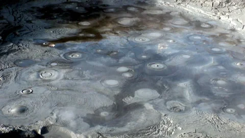Bubbling Mud Pots Create Otherworldly Landscape in Iceland Stockbeeldmateriaal 321063525