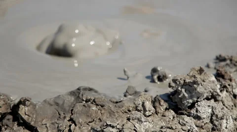 Bubbling mud volcano. Close up. Stock Footage 41086841