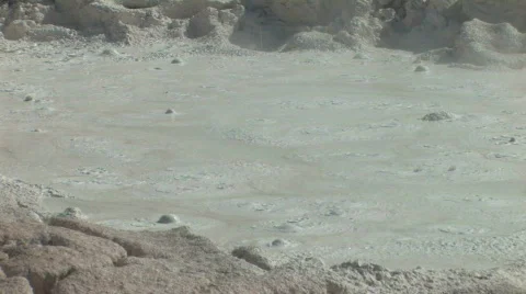 Bubbling Mud in Yellowstone Pan Stock Footage