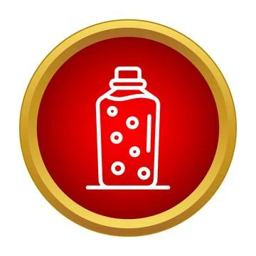 Bubbling red potion liquid in a magic bottle icon Stock Illustration