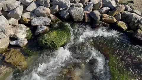 A bubbling stream among the stones. Stock Footage 293913977