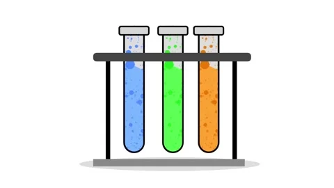 Bubbling Test Tubes In Lab Rack Flat Animation 스톡 동영상 335668017