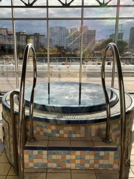 Bubbling water in the jacuzzi. Stock Photos