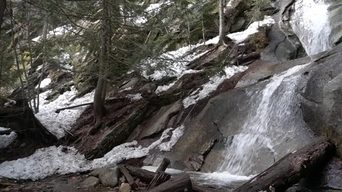 Bubbling waterfall with panning Stock Footage 88008199