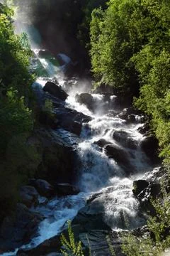 The bubbling waterfall. Stock Photos