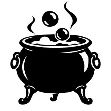 Bubbling Witch Cauldron with Magic Potion Stock Illustration