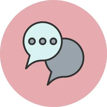 Bubblle Chat Line Filled Circle Icon Stock Illustration