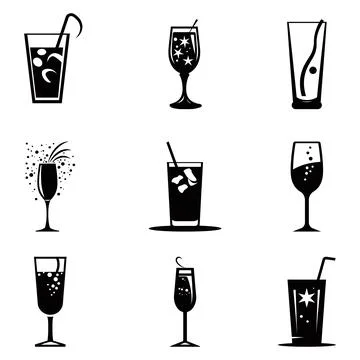 Bubbly Bliss  Premium Vector Set of Sparkling Drink Silhouettes for Stunnin.. Stock Illustration