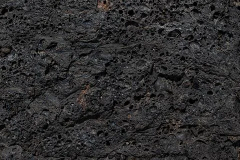 Bubbly vesicle texture basalt lava flow surface, Hawaii Volcanoes National Park Stock Photos