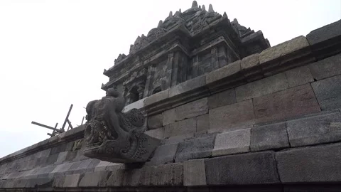 Bubrah Buddhist Temple Stupa, Sewu Prambanan Temple Compound, Java, Indonesia Stock Footage 312073163