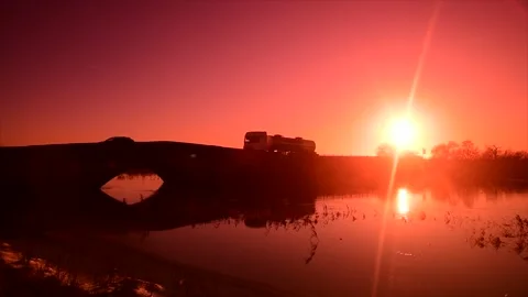 Bubwith,england January/19/2024 flooding at sunset Stock Footage 262073637