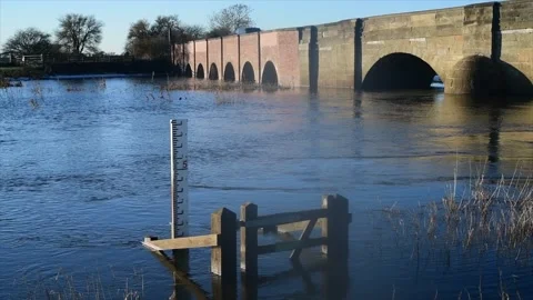Bubwith,england January/20/2024 flooding at bubwith bridge Stock Footage 262145091