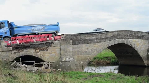Bubwith,yorkshire,11th, October, 2025 damaged bubwith bridge Stock Footage 318542196