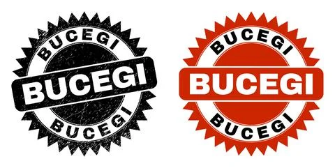 BUCEGI Black Rosette Watermark with Scratched Style Stock Illustration