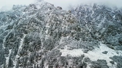 Bucegi Mountains Covered in Snow Stock Footage 222735361
