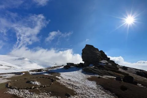 The bucegi sphinx , romania Stock Photos
