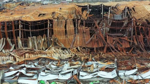 Bucha, Ukraine - warehouse destroyed during Russian invasion Stock-Footage 241137609