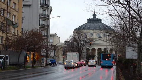 Bucharest Ateneu Stock Footage 124425756