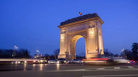Bucharest cinematic timelapse 4K footage over city in Romania Stock Footage 141473129