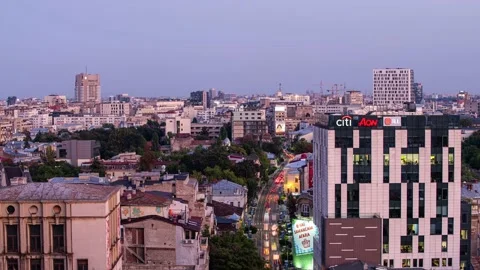 Bucharest cinematic timelapse 4K footage over city in Romania Stock Footage 141473200