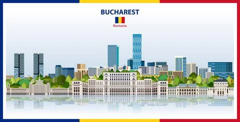 Bucharest city skyline. Vector illustration Illustrazione stock
