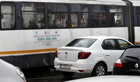 Bucharest congested traffic, Romania - 17 Nov 2017 Stock Photos