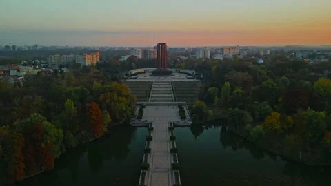 Bucharest Drone View in a Autumn Day Stock Footage 220447320