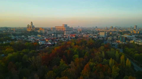 Bucharest Drone View in a Autumn Day Stock Footage 220447368