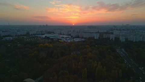 Bucharest Drone View in a Autumn Day Stock Footage 220520938