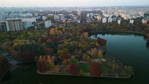 Bucharest Drone View in a Autumn Day Stock Footage 220521047