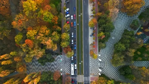 Bucharest Drone View in a Autumn Day Stock Footage 220521152