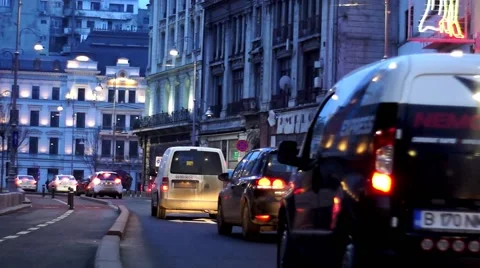 Bucharest night traffic Stock Footage 46370524