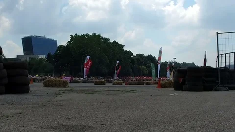 Bucharest Old BMW drifting in slow motion Stock Footage 114561396