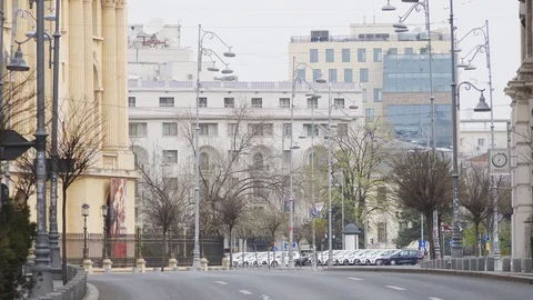 Bucharest Old Center is empty due to COVID-19 restrictions Stock Footage 128233905