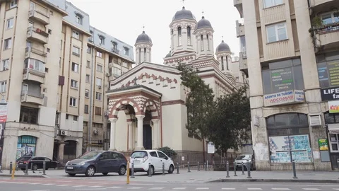 Bucharest Old Center is empty due to COVID-19 restrictions Stock Footage 128234138