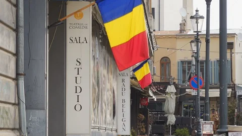 Bucharest Old Center is empty due to COVID-19 restrictions Stock Footage 128237816