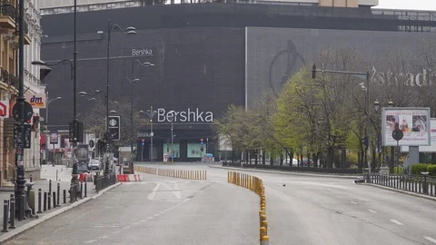 Bucharest Old Center is empty due to COVID-19 restrictions Stock Footage 128239032