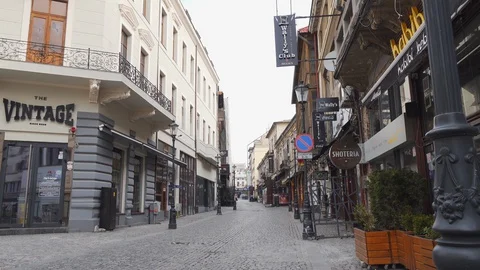 Bucharest Old Center is empty due to COVID-19 restrictions Stock Footage 128239507