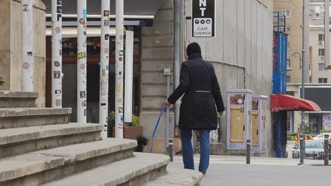 Bucharest Old Center is empty due to COVID-19 restrictions Stock Footage 128239796