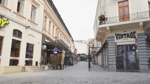 Bucharest Old Center is empty due to COVID-19 restrictions Stock Footage 128239862