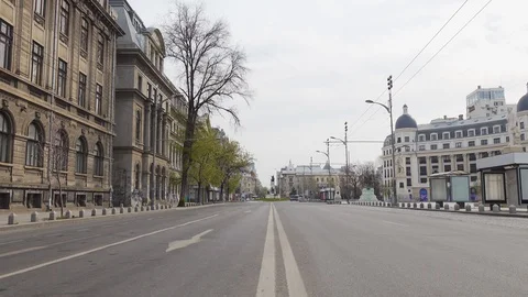 Bucharest Old Center is empty due to COVID-19 restrictions Stock Footage 128239873