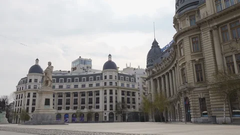 Bucharest Old Center is empty due to COVID-19 restrictions Stock Footage 128239951